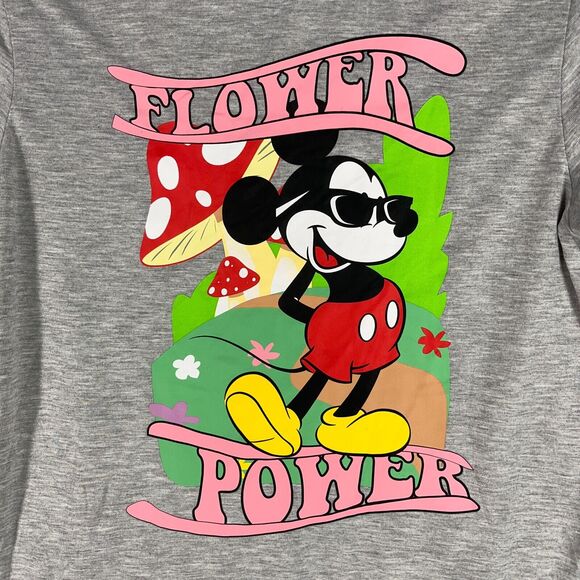 Mickey‎ Mouse Shirt Girls Large Oversized Short-sleeve Disney Flower Power Tee - Picture 1 of 9